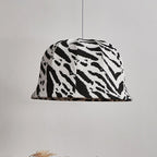 Modern Art Deco Fabric & Iron Zebra Dome 1-Light Pendant Light For Bedroom & Living Room