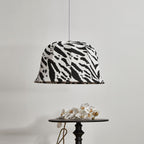 Modern Art Deco Fabric & Iron Zebra Dome 1-Light Pendant Light For Bedroom & Living Room