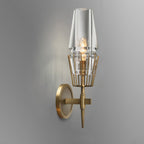 Modern Luxury Full Brass And Crystal Round Candelabra-Shaped 1/2 Light Wall Sconce Lamp For Bedroom And Living Room