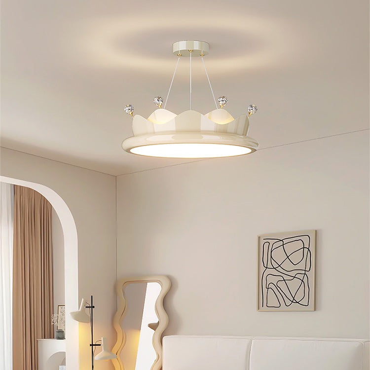 Lumendat Contemporary Creative Iron Crystal PE Round Crown-Shaped LED Pendant Light For Bedroom Lumendat