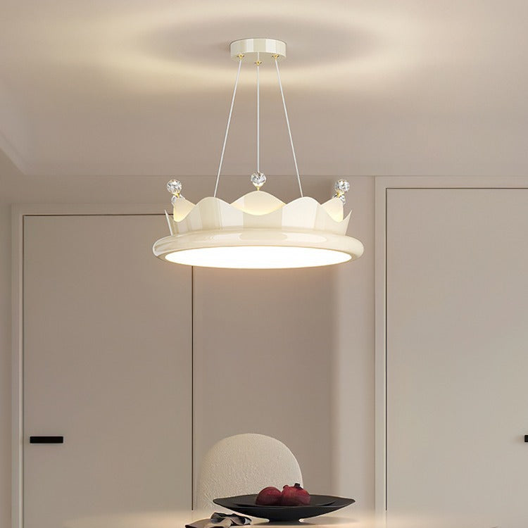 Lumendat Contemporary Creative Iron Crystal PE Round Crown-Shaped LED Pendant Light For Bedroom Lumendat