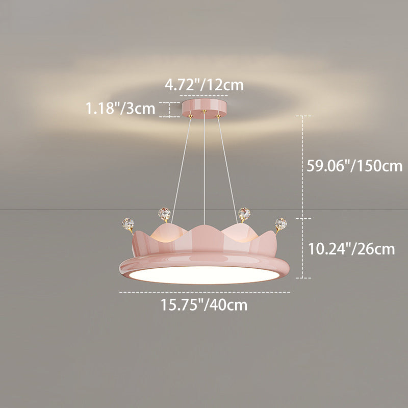Lumendat Contemporary Creative Iron Crystal PE Round Crown-Shaped LED Pendant Light For Bedroom Lumendat