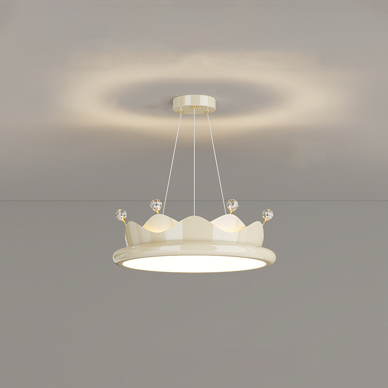 Lumendat Contemporary Creative Iron Crystal PE Round Crown-Shaped LED Pendant Light For Bedroom Lumendat