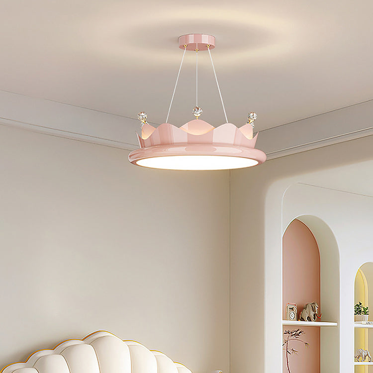 Lumendat Contemporary Creative Iron Crystal PE Round Crown-Shaped LED Pendant Light For Bedroom Lumendat
