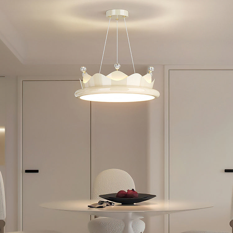 Lumendat Contemporary Creative Iron Crystal PE Round Crown-Shaped LED Pendant Light For Bedroom Lumendat
