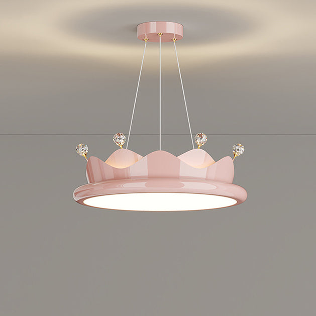 Lumendat Contemporary Creative Iron Crystal PE Round Crown-Shaped LED Pendant Light For Bedroom Lumendat