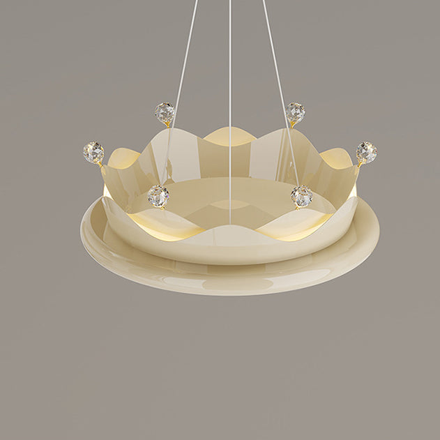 Lumendat Contemporary Creative Iron Crystal PE Round Crown-Shaped LED Pendant Light For Bedroom Lumendat