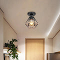 Modern Minimalist Iron Hemp Rope Geometric 1-light Semi-flush Mount Ceiling Light for Living Room