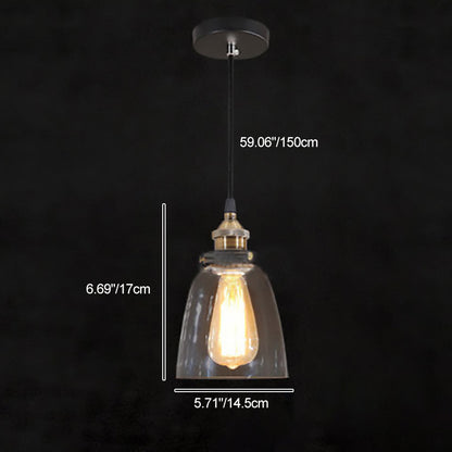 Traditional Vintage Metal Glass Round Cup-Shaped 1-Light Pendant Light For Bedroom