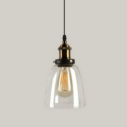 Traditional Vintage Metal Glass Round Cup-Shaped 1-Light Pendant Light For Bedroom