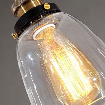 Traditional Vintage Metal Glass Round Cup-Shaped 1-Light Pendant Light For Bedroom