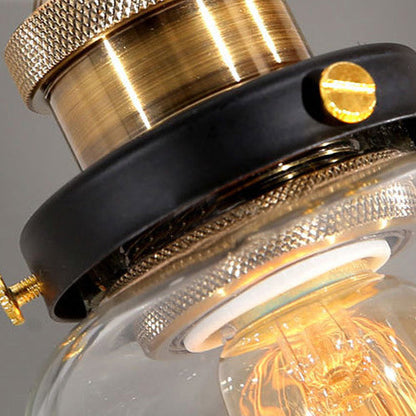 Traditional Vintage Metal Glass Round Cup-Shaped 1-Light Pendant Light For Bedroom