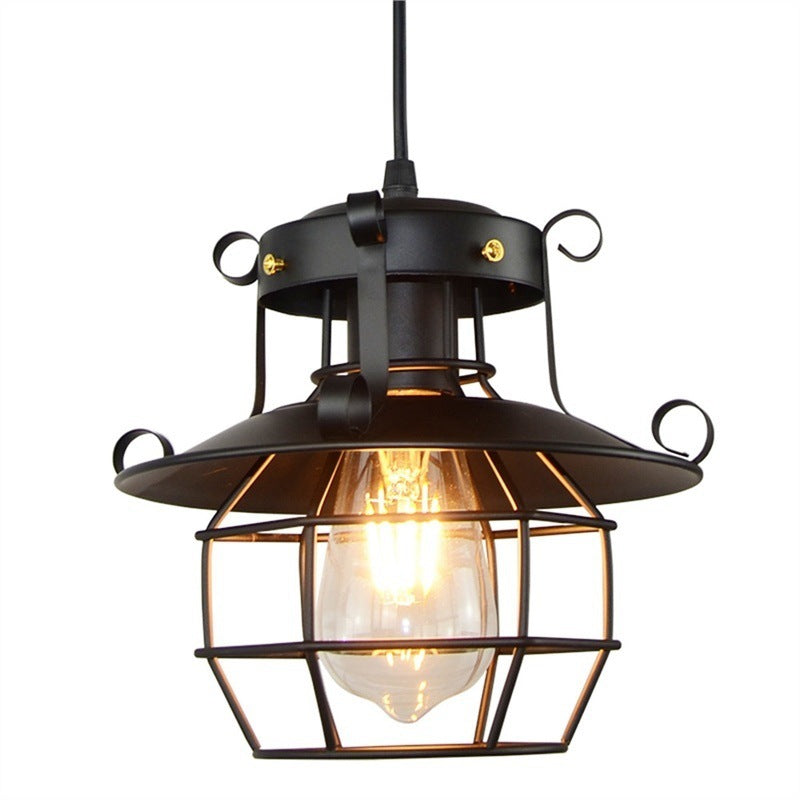 Contemporary Industrial Iron Cage 1-light Pendant Light for Living Room BulbSquare