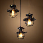 Contemporary Industrial Iron Cage 1-light Pendant Light for Living Room BulbSquare