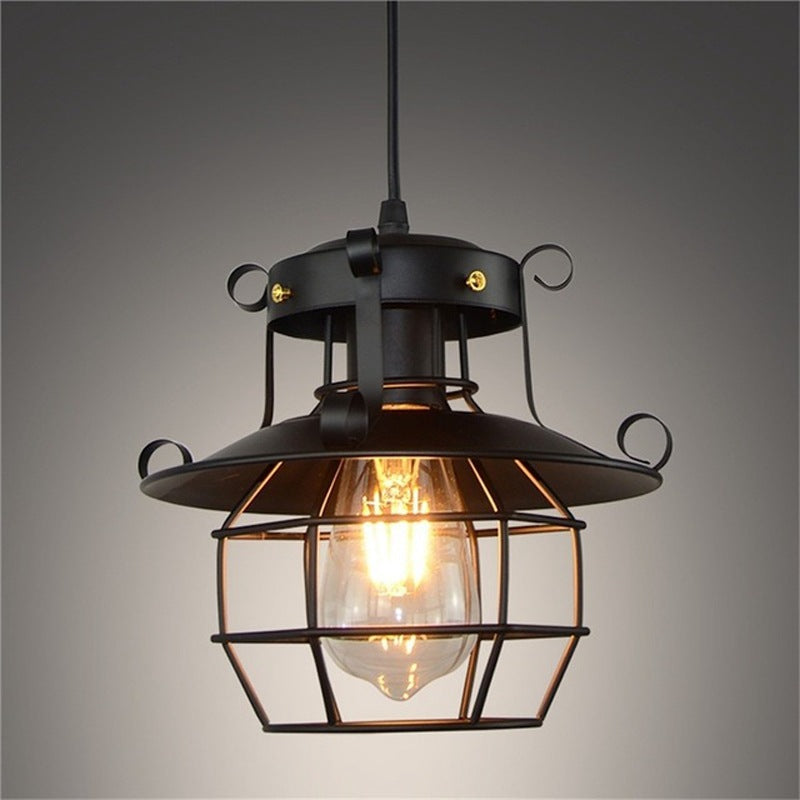 Contemporary Industrial Iron Cage 1-light Pendant Light for Living Room BulbSquare