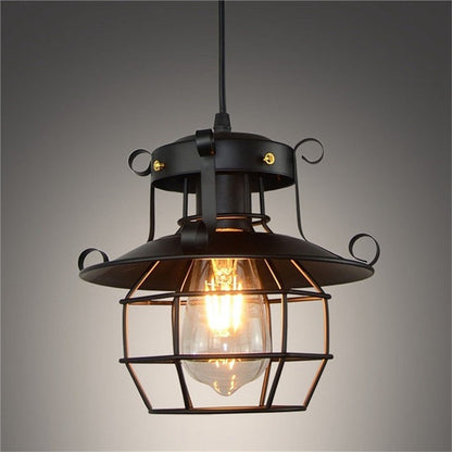 Contemporary Industrial Iron Cage 1-Light Pendant Light For Living Room