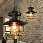 Contemporary Industrial Iron Cage 1-light Pendant Light for Living Room BulbSquare