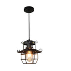 Contemporary Industrial Iron Cage 1-light Pendant Light for Living Room BulbSquare