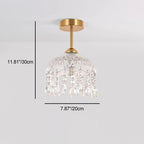 Traditional French Iron Crystal & Glass Dome Tassel 1-light Semi-flush Mount Ceiling Light for Hallway