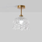 Traditional French Iron Crystal & Glass Dome Tassel 1-light Semi-flush Mount Ceiling Light for Hallway