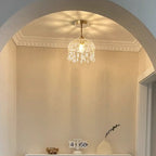 Traditional French Iron Crystal & Glass Dome Tassel 1-light Semi-flush Mount Ceiling Light for Hallway