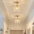 Traditional French Iron Crystal & Glass Dome Tassel 1-light Semi-flush Mount Ceiling Light for Hallway