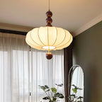 Modern Mid-century Metal Wood Fabric Circular 3/4-light Pendant Light for Living Room BulbSquare