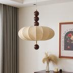 Modern Mid-century Metal Wood Fabric Circular 3/4-light Pendant Light for Living Room BulbSquare