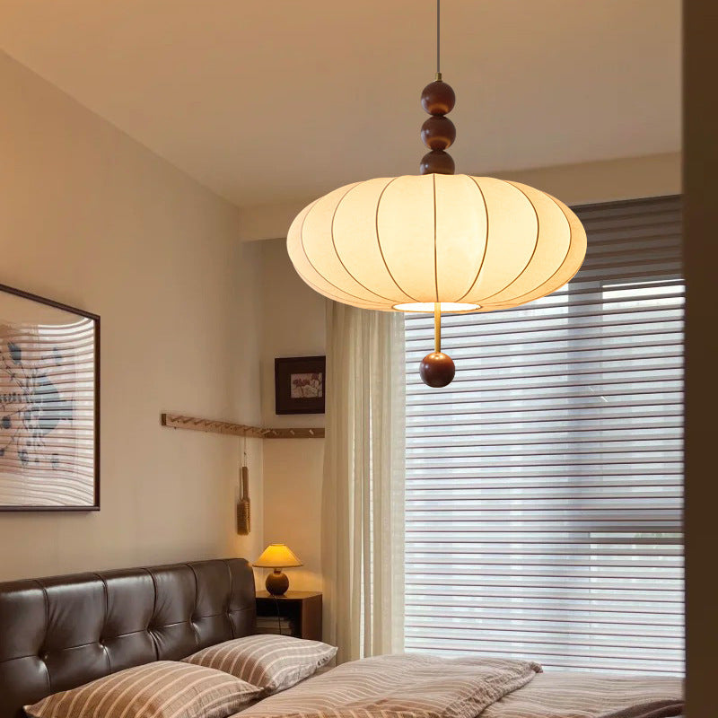 Modern Mid-century Metal Wood Fabric Circular 3/4-light Pendant Light for Living Room BulbSquare
