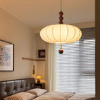 Modern Mid-century Metal Wood Fabric Circular 3/4-light Pendant Light for Living Room BulbSquare