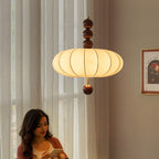 Modern Mid-century Metal Wood Fabric Circular 3/4-light Pendant Light for Living Room BulbSquare
