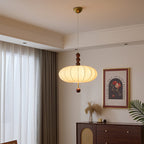 Modern Mid-century Metal Wood Fabric Circular 3/4-light Pendant Light for Living Room BulbSquare
