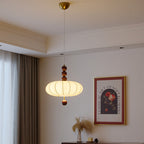 Modern Mid-century Metal Wood Fabric Circular 3/4-light Pendant Light for Living Room BulbSquare