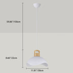 Modern Minimalist Aluminum & Wood Wavy Half-Round 1-Light Pendant Light For Living Room