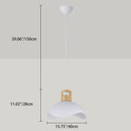Modern Minimalist Aluminum & Wood Wavy Half-Round 1-Light Pendant Light For Living Room