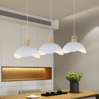 Modern Minimalist Aluminum & Wood Wavy Half-Round 1-Light Pendant Light For Living Room