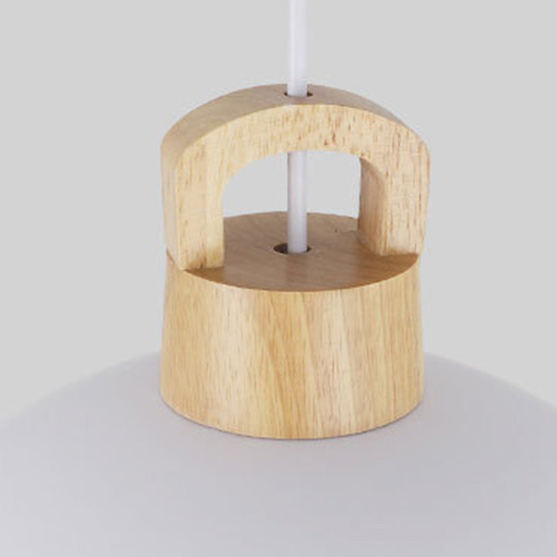 Modern Minimalist Aluminum & Wood Wavy Half-Round 1-Light Pendant Light For Living Room
