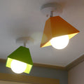 Contemporary Creative Iron Trapezoid 1-Light Semi-Flush Mount Ceiling Light For Living Room