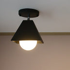 Contemporary Creative Iron Trapezoid 1-Light Semi-Flush Mount Ceiling Light For Living Room