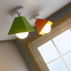Contemporary Creative Iron Trapezoid 1-Light Semi-Flush Mount Ceiling Light For Living Room