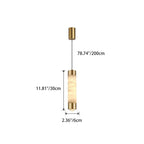 Contemporary Luxury Brass and Alabaster Cylinder LED Pendant Light for Bedroom