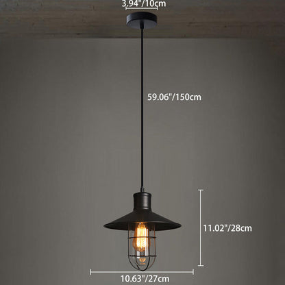 Contemporary Industrial Iron Cone Cage 1-light Pendant Light for Living Room