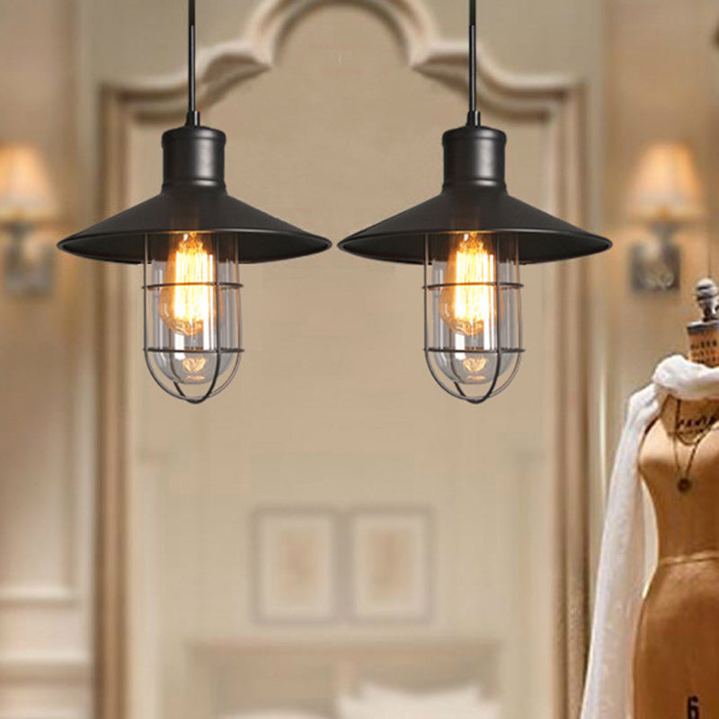 Contemporary Industrial Iron Cone Cage 1-light Pendant Light for Living Room