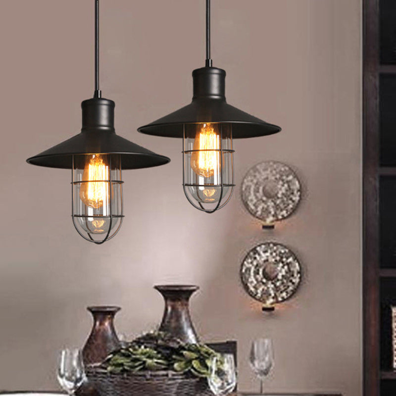 Contemporary Industrial Iron Cone Cage 1-light Pendant Light for Living Room