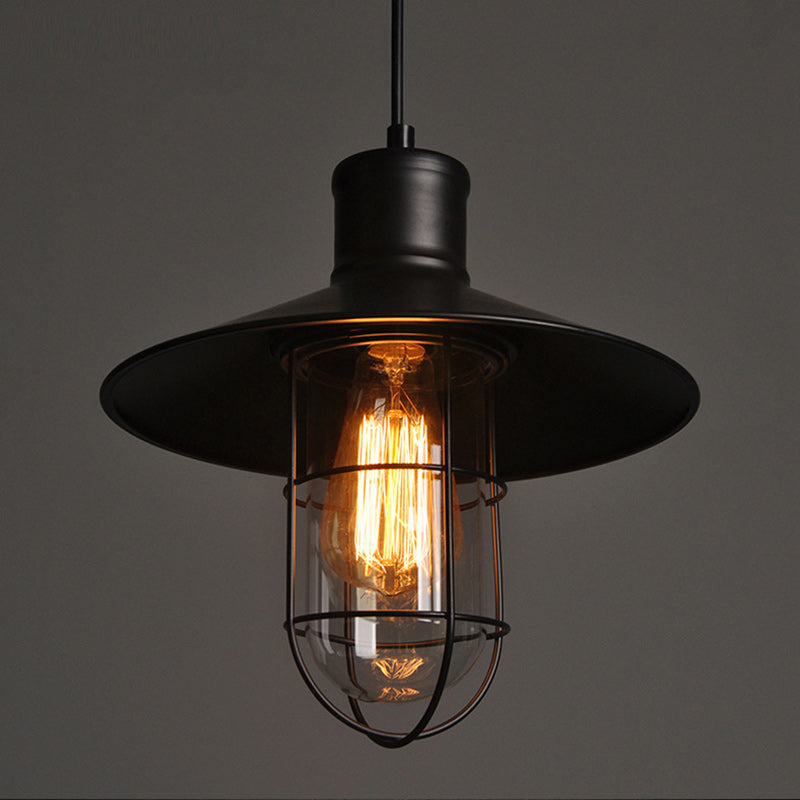 Contemporary Industrial Iron Cone Cage 1-light Pendant Light for Living Room