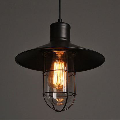 Contemporary Industrial Iron Cone Cage 1-light Pendant Light for Living Room