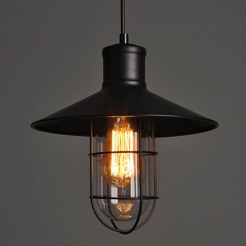 Contemporary Industrial Iron Cone Cage 1-light Pendant Light for Living Room