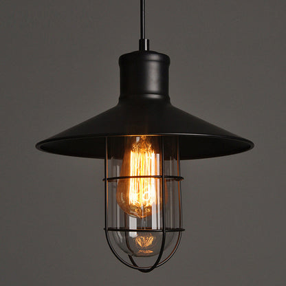 Contemporary Industrial Iron Cone Cage 1-light Pendant Light for Living Room