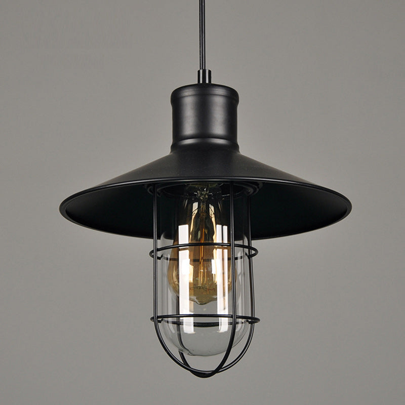 Contemporary Industrial Iron Cone Cage 1-light Pendant Light for Living Room