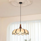 Traditional French Jute Iron Wood Floral 1-light Pendant Light for Living Room BulbSquare